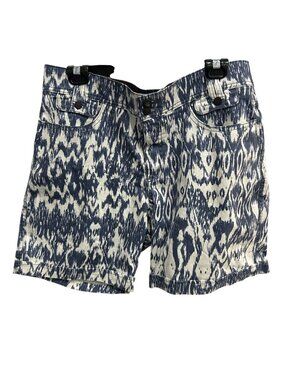 Lee Comfort Waistband Blue Ikat Print Denim Shorts Size 10 Preppy Boho